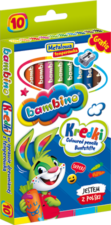 Kredki świecowe w drewnianej oprawie Bambino 10 kolorów
